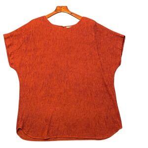 Spice Womens 22W Orange Crinkle Textured Knit‎ Short Sleeve Top Blouse USA Made